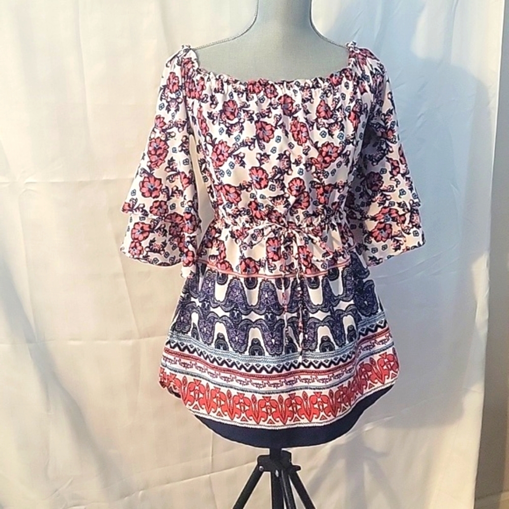 Blush Woman’s Off the Shoulder Floral Blouse Size: S